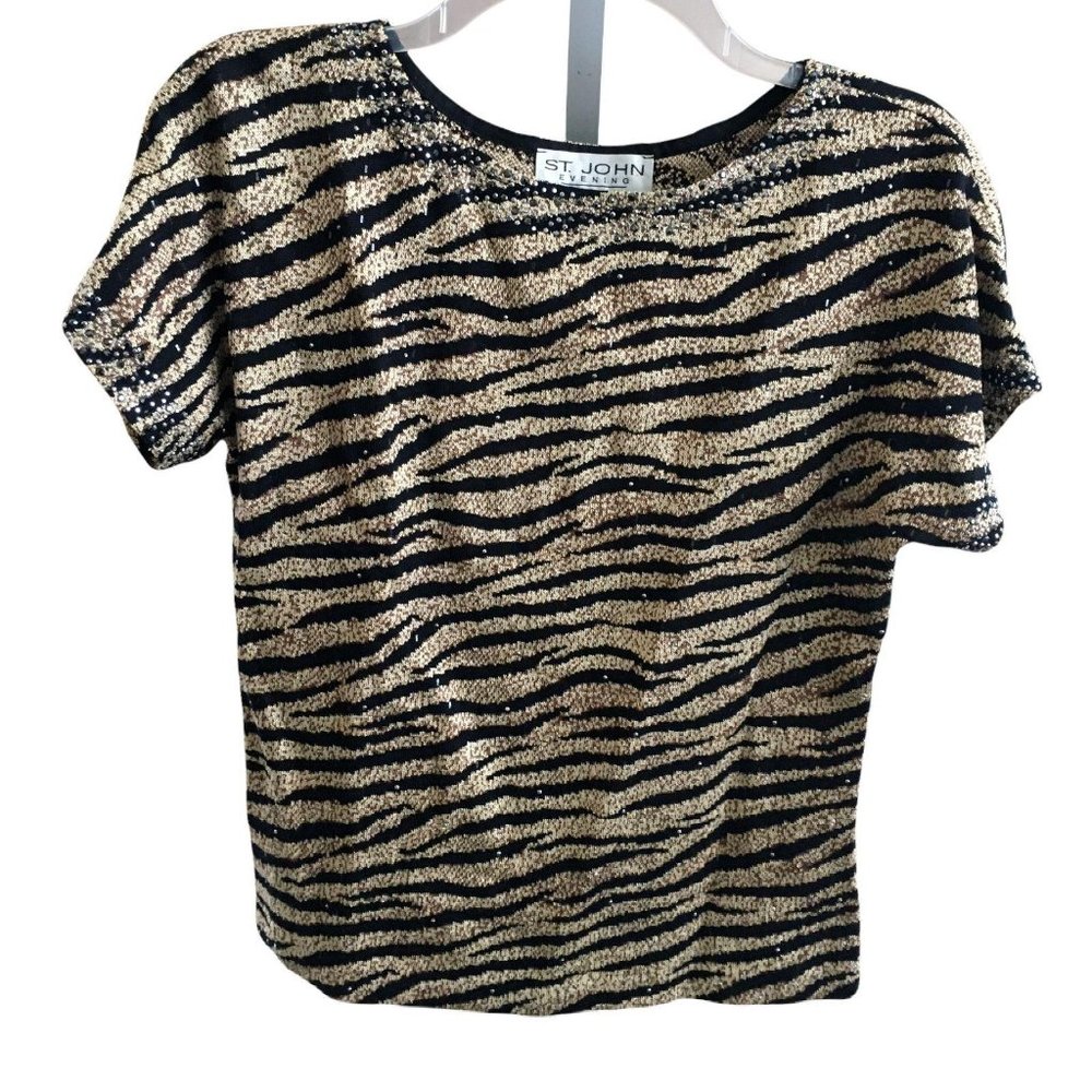 St John Evening Marie Gray Santana Knit Shirt Top - Picture 5 of 8